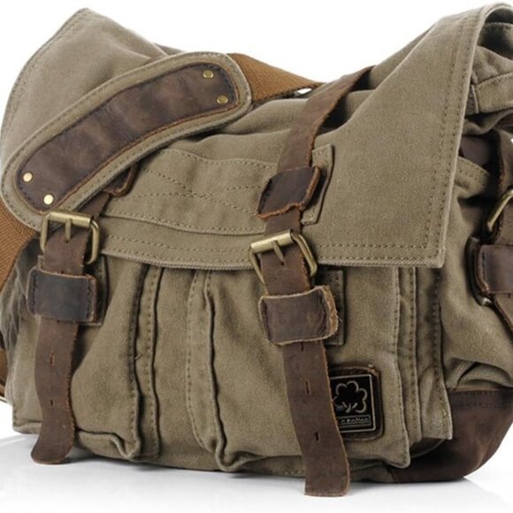 Vintage Military Men Canvas Messenger Bag for 13.3-17